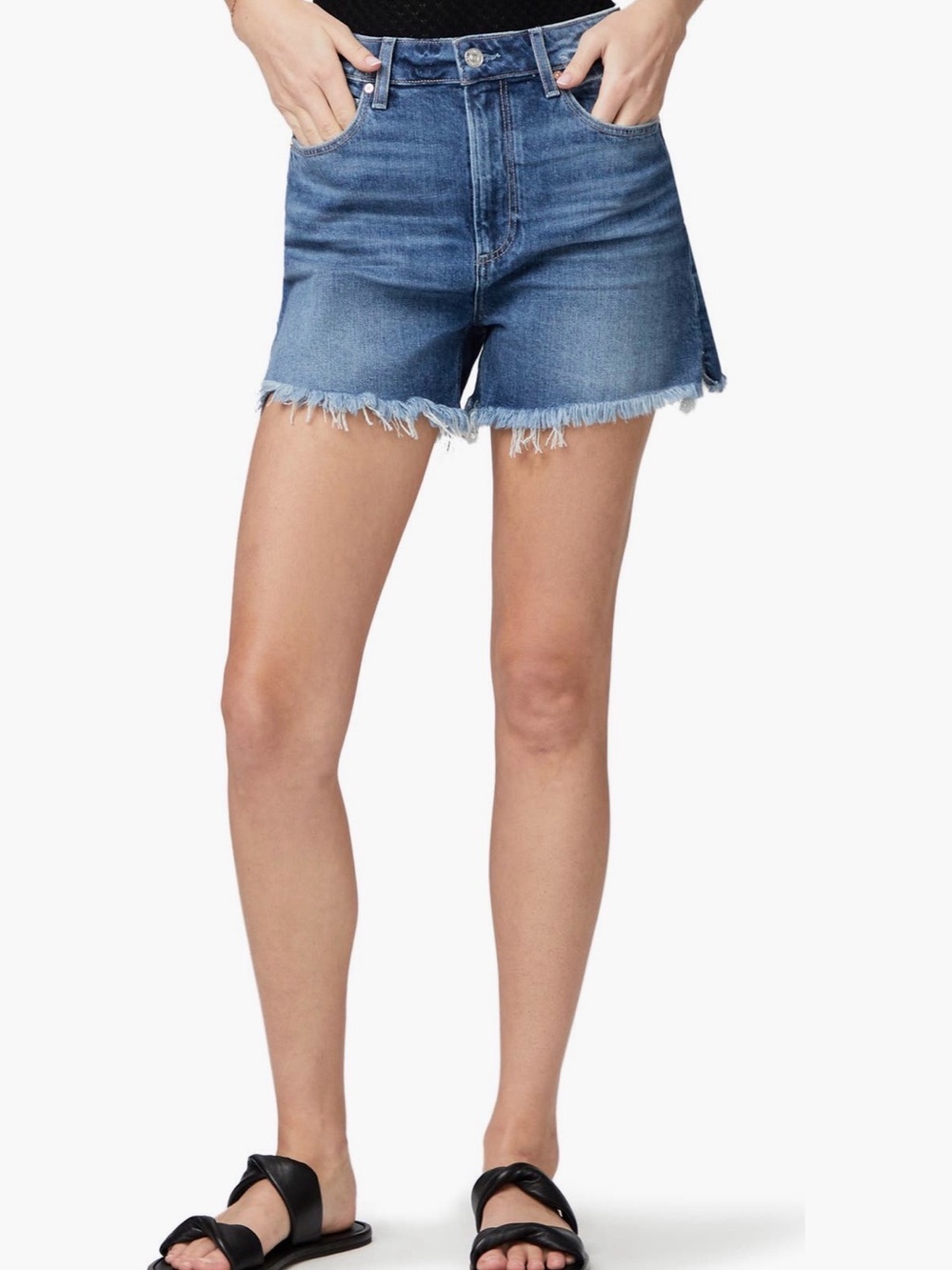 PAIGE - Dani Frayed High Waist Cutoff Denim Shorts Distressed - Size 29